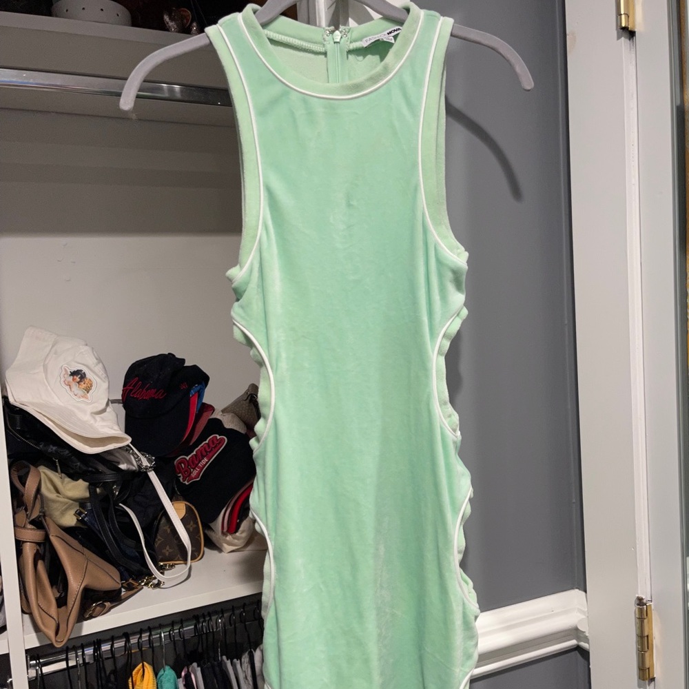 FASHION NOVA LIGHT GREEN CIRCLE CUTOUT DRESS